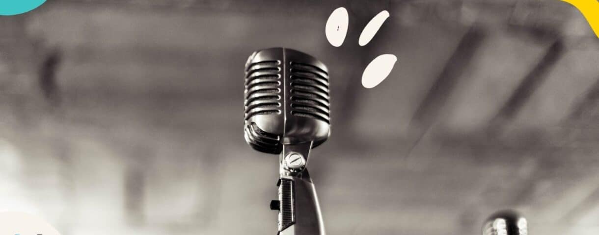 To illustrate a blog about passive vs. active voice, an image of a microphone stands for active voice.