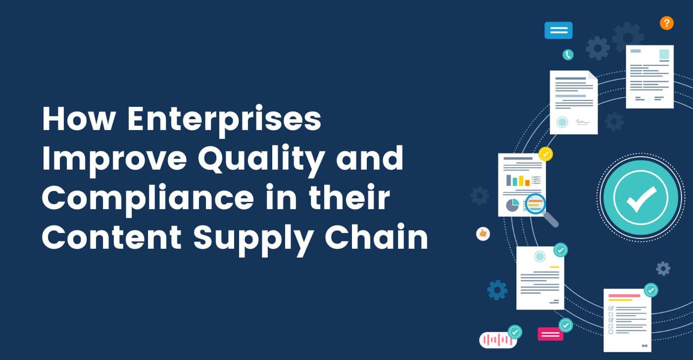An image featuring the title of the webinar with a graphic showing multiple documents in a content supply chain.