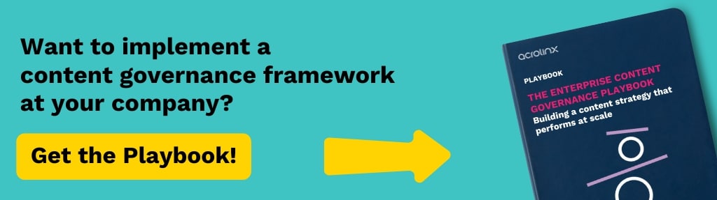 Banner offering to download a free playbook around enterprise content governance.