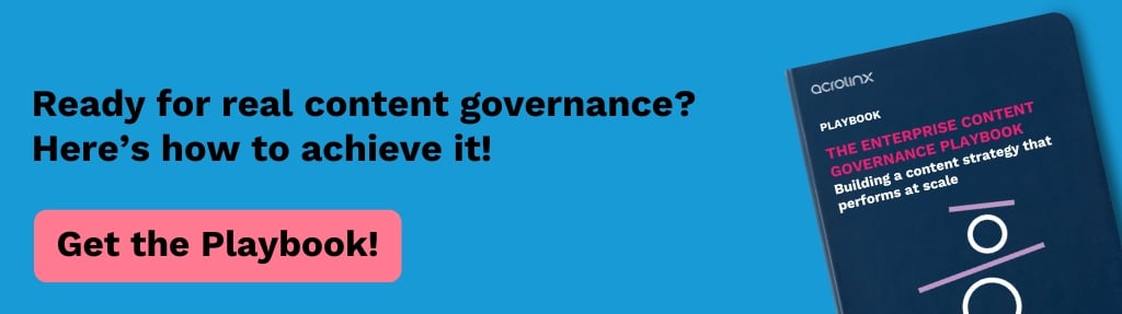 Banner offering to download a free playbook around enterprise content governance.