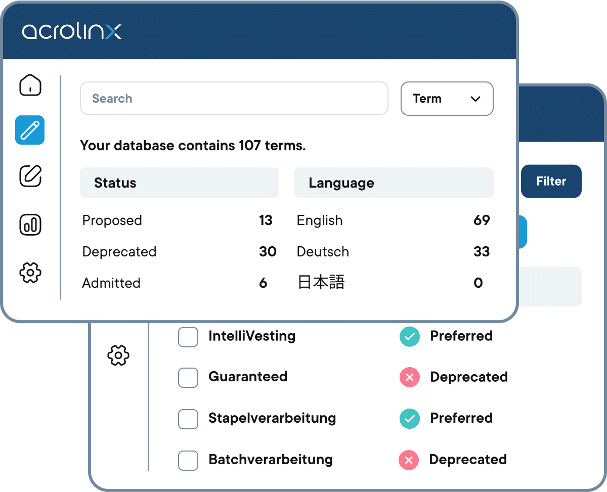 Terminology dashboard