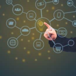 A mindmap with different icons like "users" or "money" symbolizes the benefits of ai authoring tools.