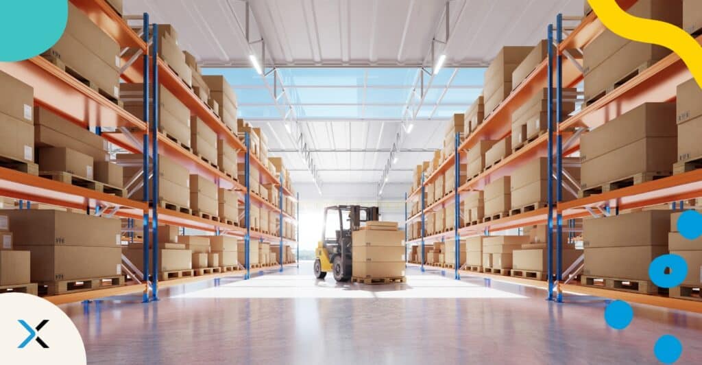 A warehouse symbolizes product documentation.
