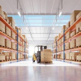 A warehouse symbolizes product documentation.